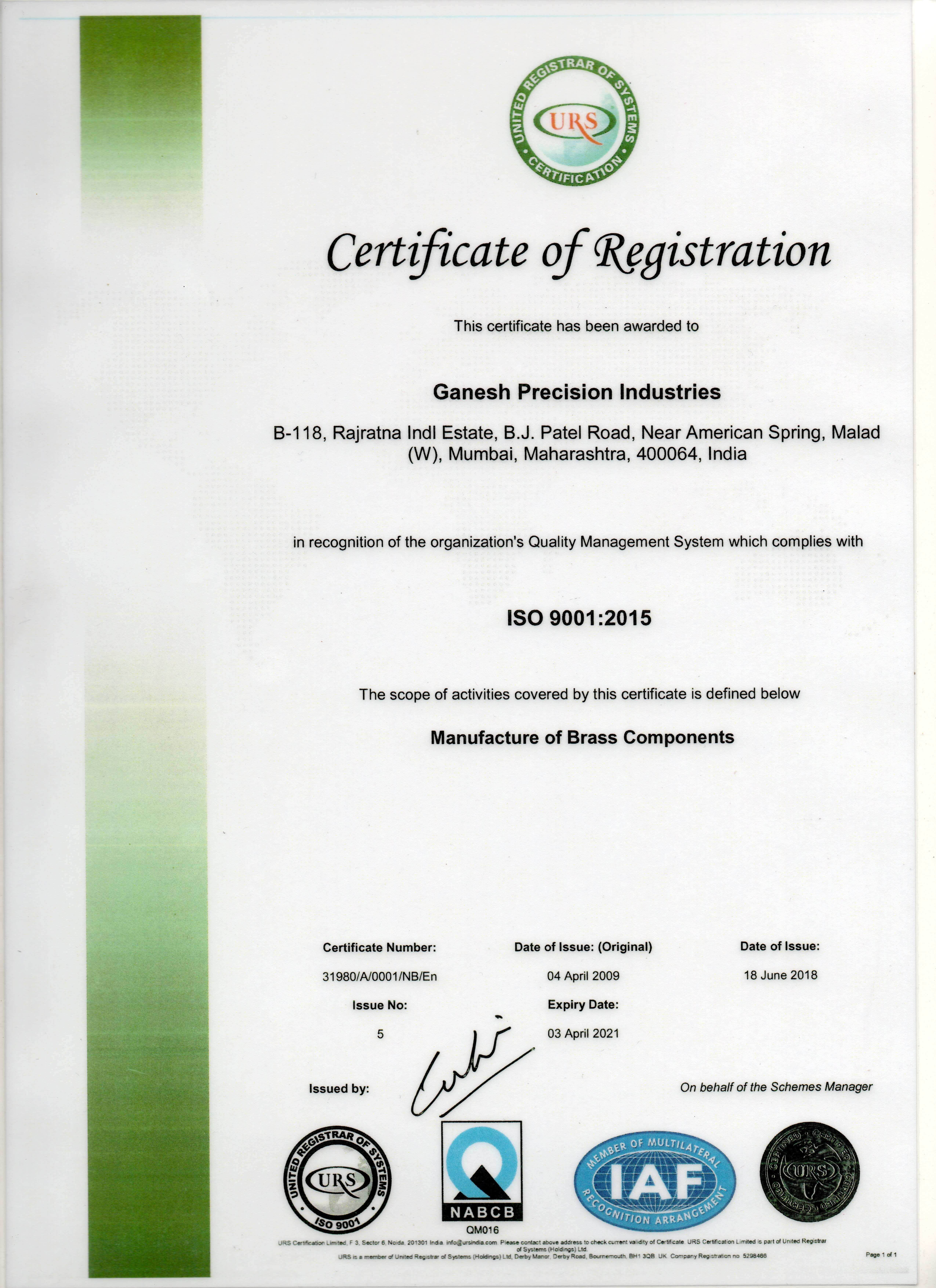 NABCB Certified Manufacturer of Bass Components